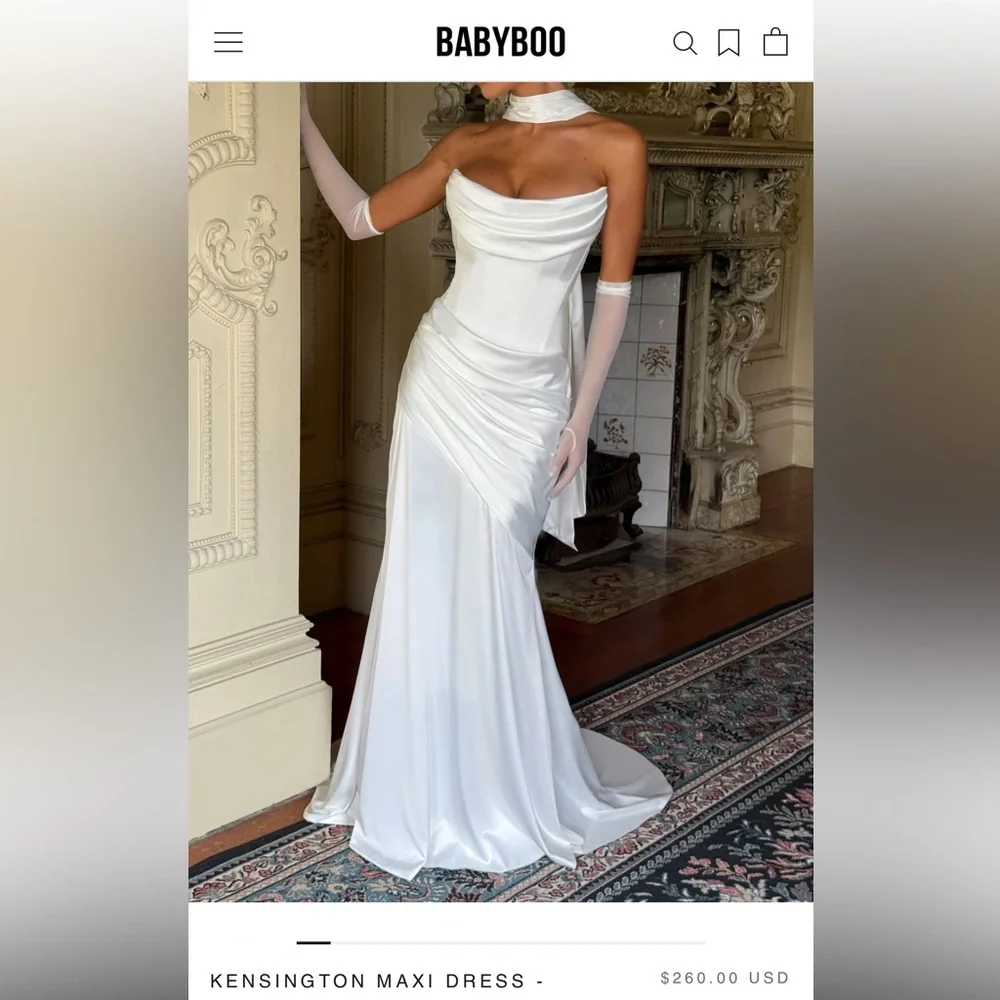 Elegant White Satin Wedding Gown - Picture 2 of 3